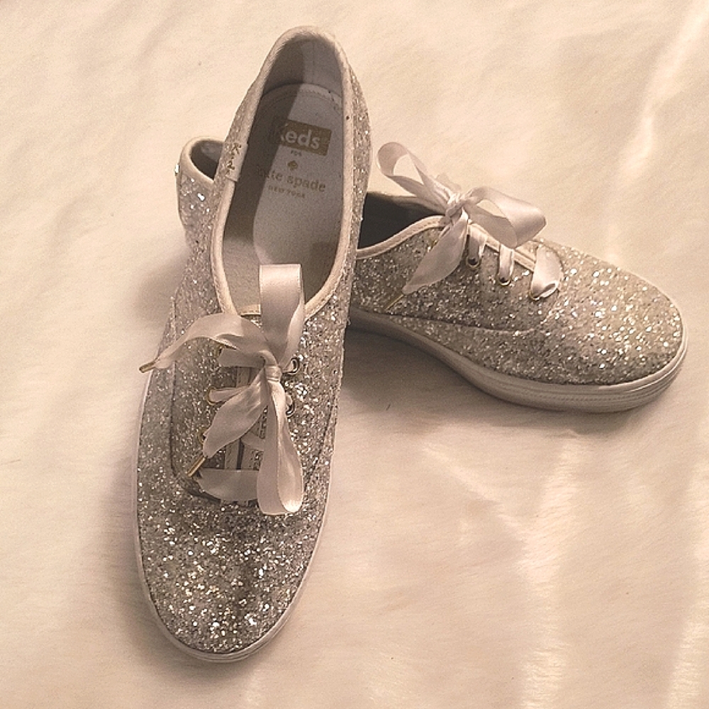 Kate Spade Silver Glitter Sneakers